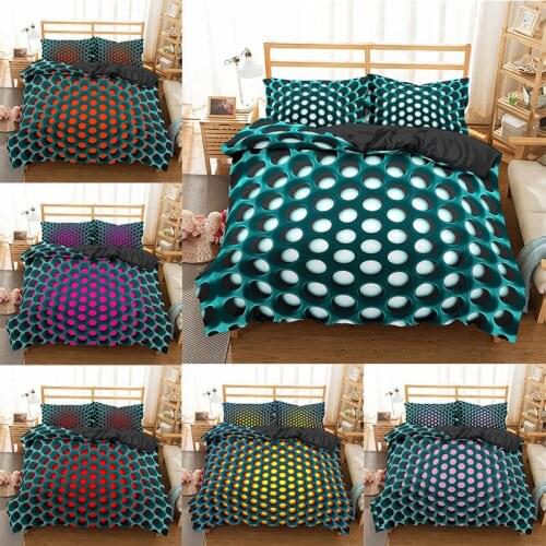 Stereoscopic Dense Hole Duvet Covers All Seasons 2pc Brushed 3D Geometric Comforter Quilt Covers Soft Comfortable Pillow Cases