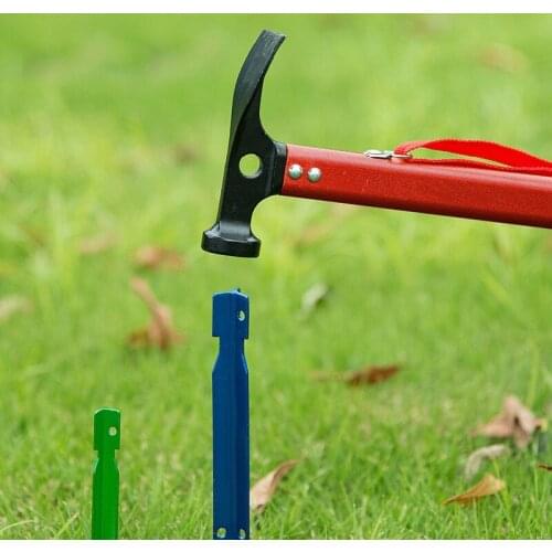 Ultralight Outdoor Tent Hammer Camping Tarp Nails Pegs Hammer with Hook Nail Puller Climbing Hiking Multifunctional Tools