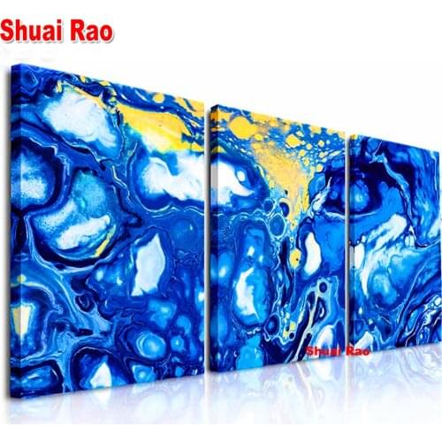Triptych Crystal Diamond Blue Abstract 5d diy diamond painting LandscapeDiamond embroidery full square/round diamond mosaic