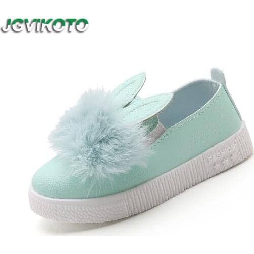 JGVIKOTO Autumn Winter Fashion Kids Shoes For Toddlers Little Girls Children Casual Flats With Rabbit Ear Furry Hairy Fur Sweet