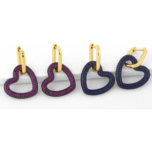 Geometric heart Dangle Earrings vinatge Crystal Statement Goth drop Earrings For Women CZ Cubic Zirconia Jewelry Gifts wholesale