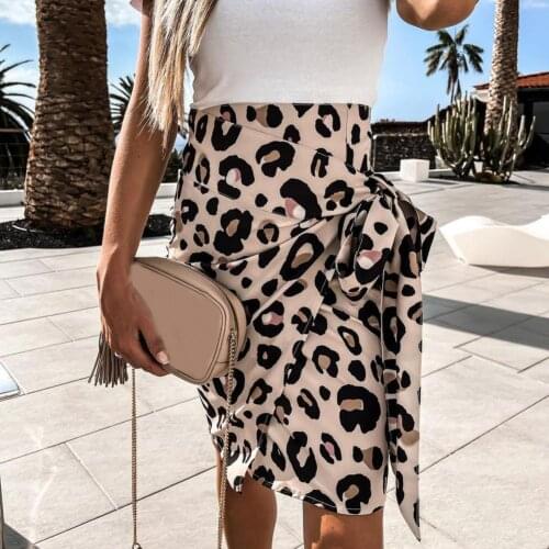 Skirt Leopard Slim Bottoms Women Split Lace Up Wrap Skirt Female Irregular Bodycon Short Skirts Casual Evening Party Mini Skirts