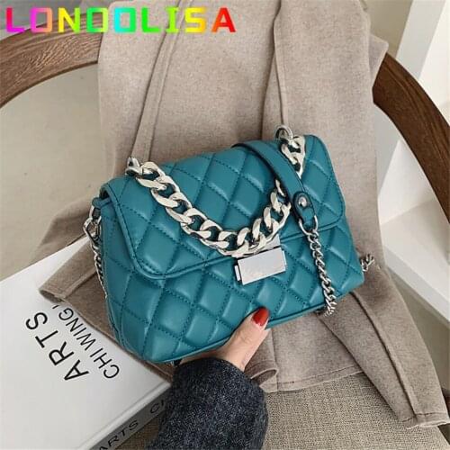 New Designer Fashion Womens Silver Chain Small Flap Crossbody Bag 2021 Shoulder Handbags High Quality PU Leather Totes