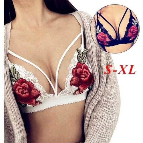 Women Bandage Appliques Lace Bralette Bustier Crop Top Sheer Unpadded B fashion Leisure personality novel Sexy lingerie