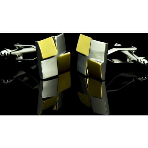 Spiral Gold And Silver Four-grid Metal Cufflinks Cuff Studs Mens French Buttons Jewelry Clothing Accessories