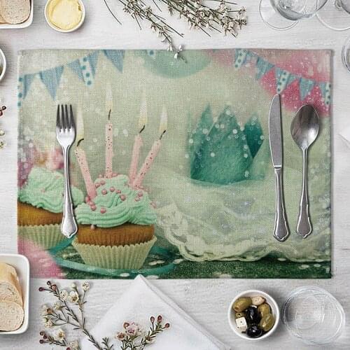 1Pcs Happy Islamic New Year Printed Kitchen Placemat Dining Ramadan Table Mat Linen Pads Cup Mats Home Decor