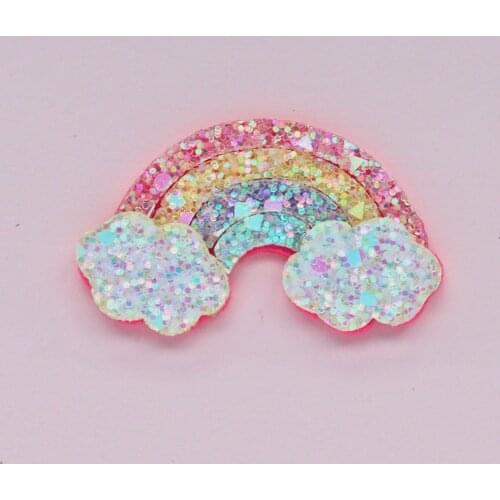 10pcs Bling Fabric Padded Applique Rainbow Glitter Could Patches for Crafts DIY Headwear Sticker Accessories of Baby Hair Clip