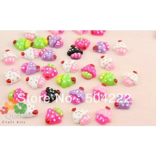 200pcs hand paint colorful resin cherry on top cute lovely mixed Cupcake polka dot Decors Flatbacks cabs 20mm