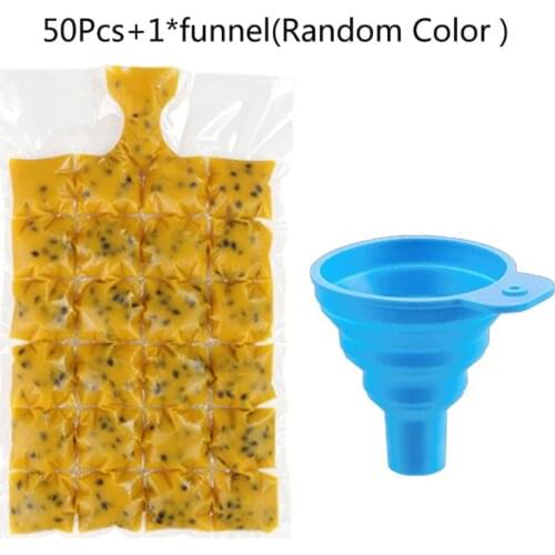 50 Pcs Ice Cube Mold Self-Seal Ice Cube Bags Transparent With 1 Color Random Funnel Disposable Faster Freezing Maker Ice-making