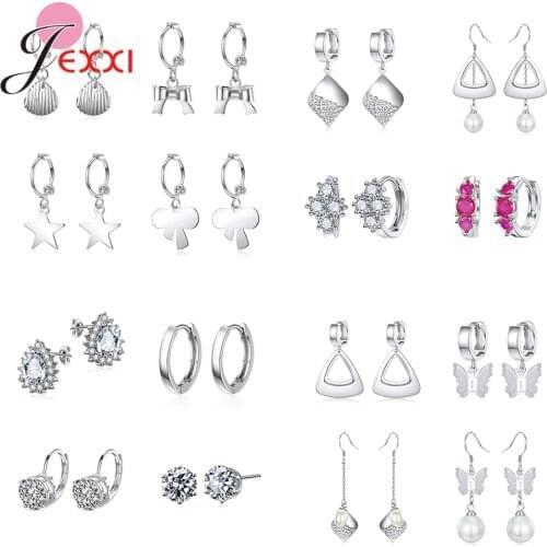 Top Sale 925 Sterling Silver Earrings Mixed Styles Cheap Price 4 Pairs Different Style Wedding Engagement Party