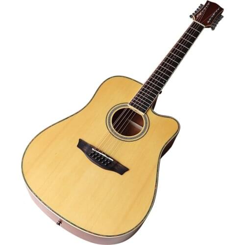 Special sound hole 40 inch acoustic electric guitar 6 string cutaway design folk guitar matte finish natural color