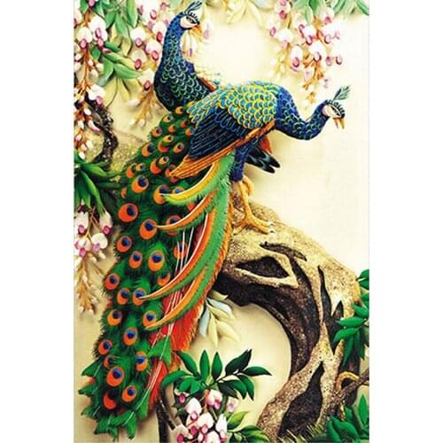 5D DIY Diamond painting Animal Peacock Lovers Full Square Diamond embroidery Cross stitch Full Round Diamond mosaic