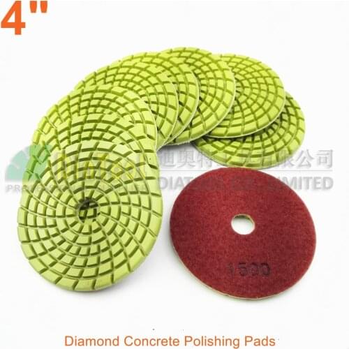 DIATOOL 9pcs 4inch Diamond resin bond concrete polishing pads #1500 Renew Sanding discs