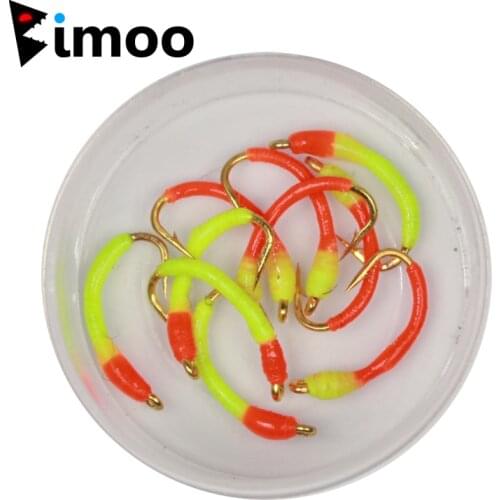 Bimoo 10PCS #12 Orange & Yellow Buzzer Fly Nymph Whitefish Trout Fishing Flies