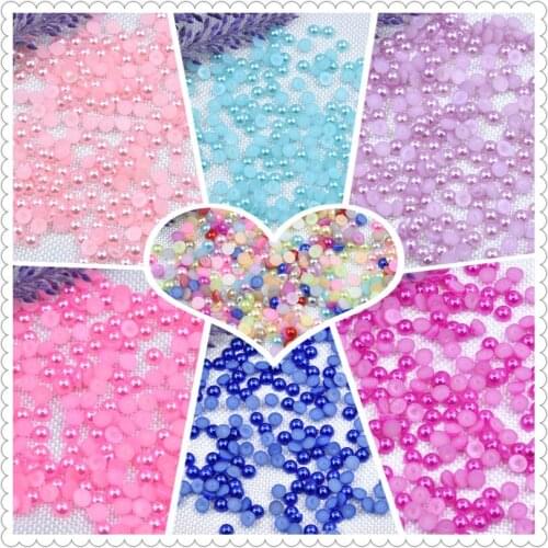 Imitation ABS Pearl Beads Flat Back White Ivory Mixed Color Cabochon Half Round Scrapbook Decorations DIY Jewelry Making Dia 8mm