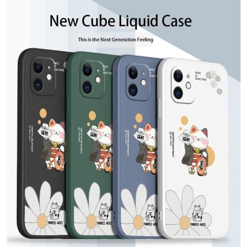 Sakura Lucky Cat Phone Case For iPhone 12 11 Pro Max X XS XR XSMAX SE2020 8 8Plus 7 7Plus 6 6S Plus Liquid Silicone Cover