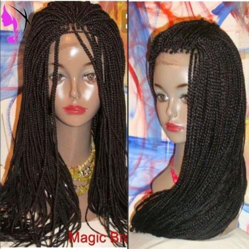 Long Black Braided Wigs for Black Women 13x4 Synthetic Lace Front Wig Box Braid Wig With Baby Hair Cornrow Braided Wig