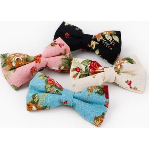 Brand New Mens Linen Printed Bowties Formal Fashion Bow Ties Man Floral Neck Bowtie Bowknot Gravatas Necktie Butterfly Pink