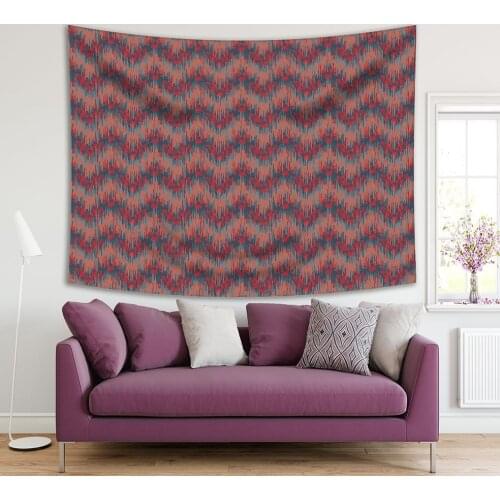 Tapestry Ikat Tribal Damask Zigzag Pattern Vintage Style Orange Navy 11colors Classic Home Art