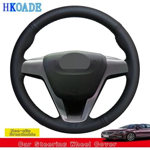 HKOADE DIY Hand-stitched Black Hige Soft Artificial Leather Car Steering Wheel Cover for Lada Vesta 2015-2019 Xray 2015-2019