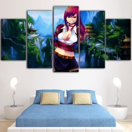 Canvas Hd Prints Pictures Fairy Tail Wall Artwork Painting Japanese Animation Role Home Decor Modular Poster Framed Living Room