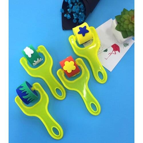 4Pcs Creative Flower Star Sponge Roller Paintbrush DIY Painting Tools Kids Toys