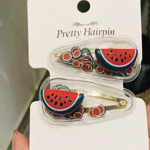 2PCS Girls Cute Fruit Watermelon Colorful Hairpins Children Sweet Hair Clip Barrettes Headband Kids Fashion Hair Accessories