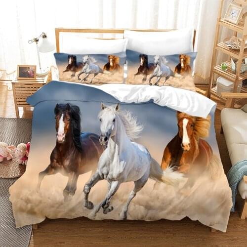 Bedding Set Cover Set King Size King Queen Full Size Bed Cover Horse Animal bedroom Home Decor Kids Adult 2/3pcs Comforter Set