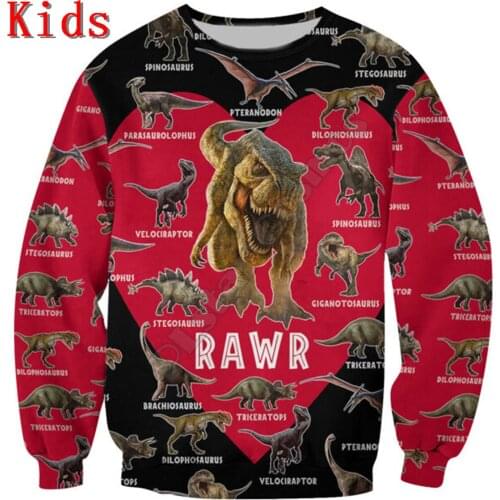 Love Dinosaur Hoodies T-shirt 3D Printed Kids Sweatshirt Long Sleeve Boy For Girl Funny Animal Pullover 21