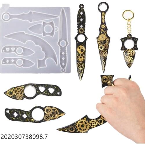Small Knife Silicone Mold Keychain DIY Self Defense Weapon for Resin Art Resin Mold Supplies Epoxy Resin Molds Art Supplies