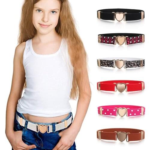 Fashion Adjustable Kids Elastic Belts Girls Dresses Waist Belt Multicolor Stretch Heart Belt Clothing Decoration Accessories