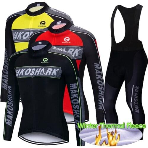 Mens Winter Thermal Fleece Cycling Jersey Set Long Sleeve Ropa Ciclismo Cycling Clothing Set Mountain Bike Bike Wear 9D Pad