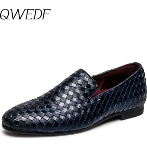 QWEDF 2019 Men Shoes luxury Brand Braid Leather Casual Driving Oxfords Shoes Men Loafers Moccasins Italian Shoes for Men K8-33