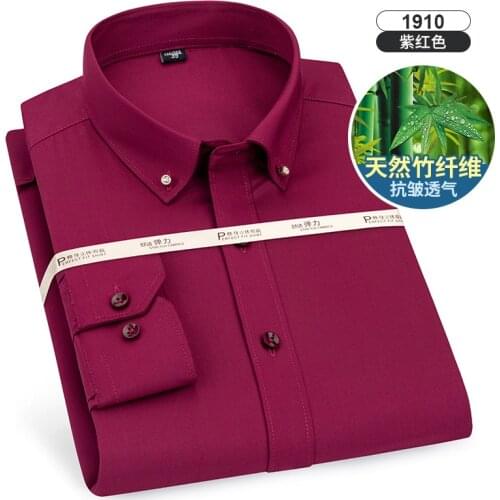 2021 New Men Shirt Long Sleeve High Quality Diamond Collar Button Slim-Fit Cloth Business Casual Wedding Solid DA479
