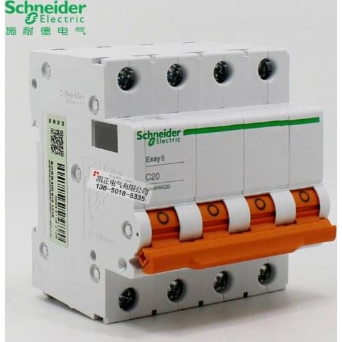 Schneider Circuit Breaker 4P Air Switch Three Phase Four Wire E9 6A 10A 16A 20A 25A 32A 40A 50A 63A