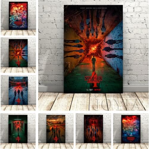 60x90cm Stranger Things Poster Vintage 2020 New TV Movie Prints Silk Wall Art Painting For Bedroom Decor 50x75 60x85cm