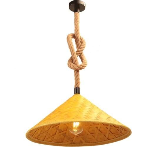 Pendant lamp Hat straw hat chandelier hemp rope barbecue shop farmhouse homestay lamp creative modification 2pcs minimum order