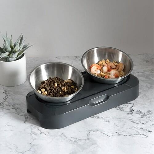 Adjustable 15 Degree Pet Feeding Bowl Stainless Steel Dog Cat Food Bowl Single Double Water Cup Pet Feeder Bowl Cat Dog Supplies