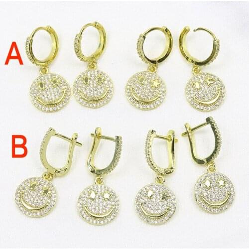 10 Pairs Zirconia Smile face Crystal face arrings Fashion jewelry dangle earrings Round earrings for women 8487