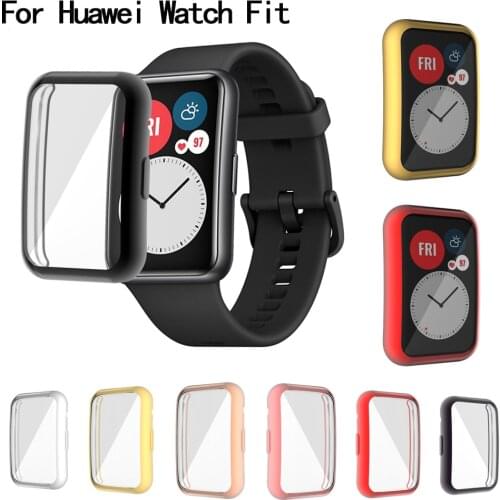 TPU Soft Protective Cover For Huawei Watch Fit Case Full Screen Protector Shell Bumper Plated Cases For Huawei Fit Watch Cover