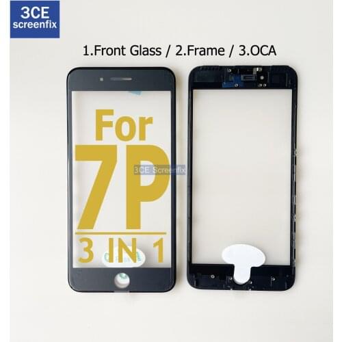 Top Quality Front Outer Glass Middle Frame Bezel Laminate OCA For iPhone 7 Plus 3 in 1 2 in 1 Front Glass Frame OCA