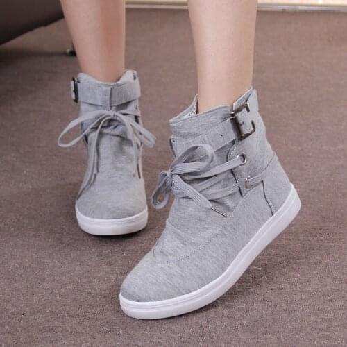 Women Sneakers Autumn Spring Canvas Women Casual Shoes Lace-Up Women Fashion Boots Platform Flats High top Women Shoes Z2-96