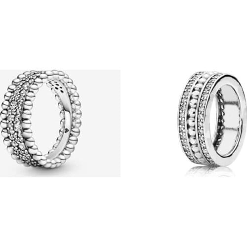 925 Sterling Silver Pan Ring Sparkling Crown Heart With Crystal For Women Wedding Party Fashion Jewelry