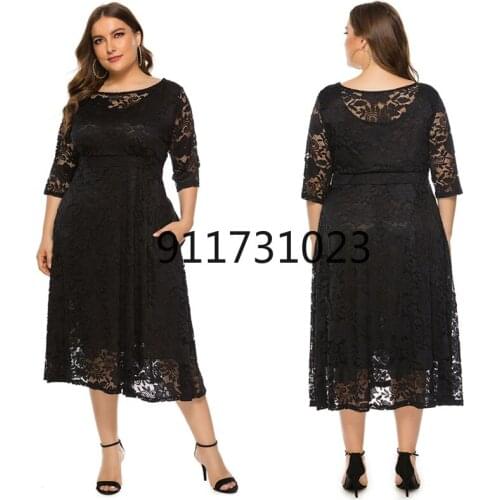 2021 Summer Hot Sale European And American Style Plus Size Hollow Out Lace Dress For Women