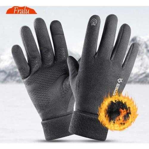 Winter Gloves For Men Windproof Warm Thick Business Mens Gloves Skin-friendly Touch Screen Gloves Night Riding Reflective Sign