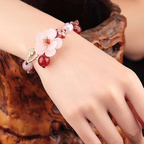 1pcs Vintage Chinese Style Flower Bracelet for Hanfu Cosplay Accessories Daily Jewelry Decor Women Girl Jewellery Gift
