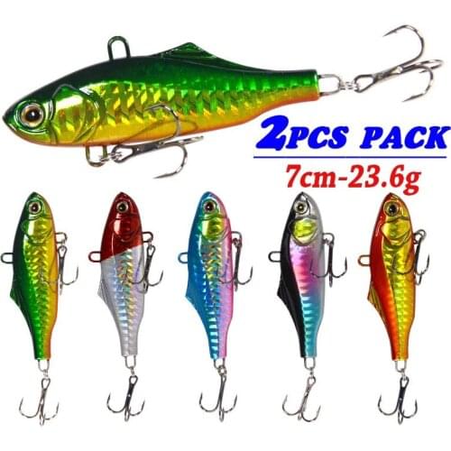 2PCS 23.6g-7cm VIB Fishing Lures Artificial Hard Fish Lures Sinking Saltwater Freshwater Fishing Hook Tackle 23.6g-7cm
