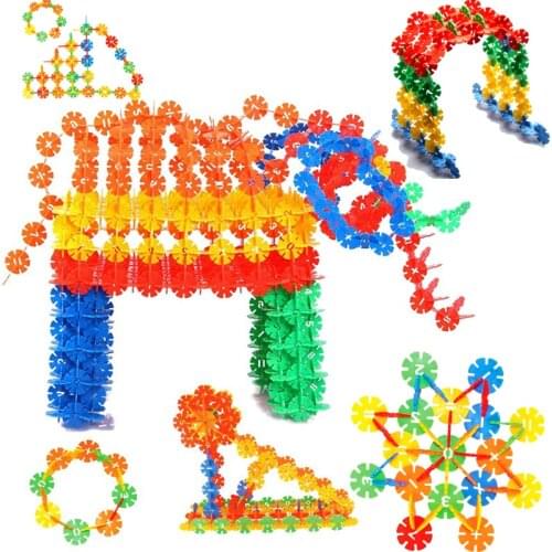 500Pcs/Pack Building Blocks Childrens Plastic ABS Snowflake Shape Kids Educational Toy Assemblage Colorful Model Building Kit