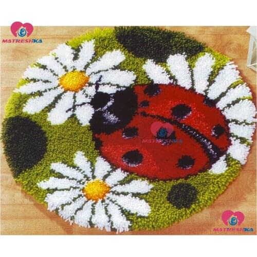 Free Shipping DIY Mat Needlework Kit Unfinished Crocheting Rug Yarn Cushion Embroidery Carpet Ladybug