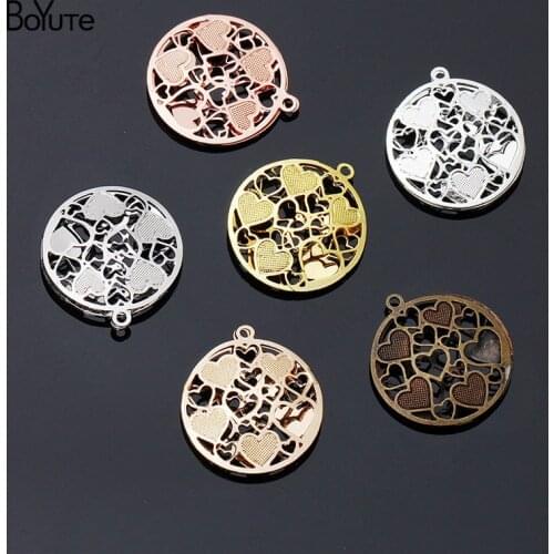 BoYuTe (10 Pieces/Lot) Metal Brass Hollow out Necklace Pendant 18*20MM Heart Pendant Diy Handmade Jewelry Accessories